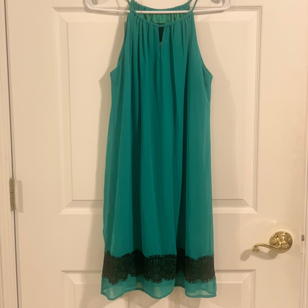 Green and Black Lace, flowy summer dress, NWT
